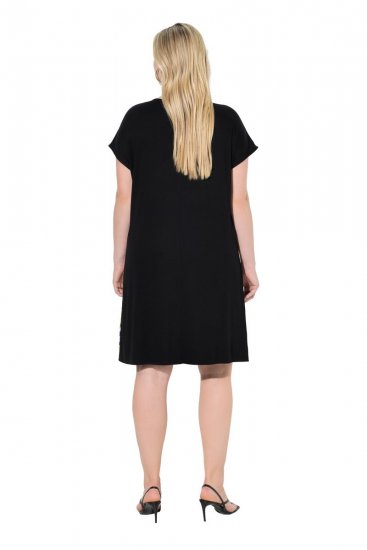 Ulla Popken 850406 Εμπριμέ σιφόν φόρεμα Μαύρο - Φορέματα - Φορέματα για όλα τα μεγέθη