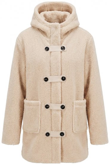 Ulla Popken 850589 Μπουφάν teddy Υπόλευκο - Μπουφάν - Γυναικεία μπουφάν μεγάλα μεγέθη