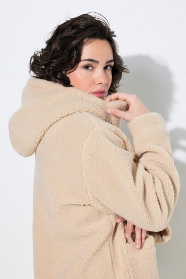 Ulla Popken 850589 Μπουφάν teddy Υπόλευκο - Μπουφάν - Γυναικεία μπουφάν μεγάλα μεγέθη