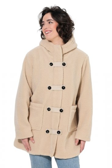 Ulla Popken 850589 Μπουφάν teddy Υπόλευκο - Μπουφάν - Γυναικεία μπουφάν μεγάλα μεγέθη