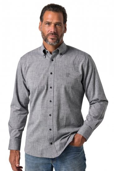 JP1880 850931 Πουκάμισο chambray με μακριά μανίκια Μαύρο TALL - TALL Πουκάμισα - Πουκάμισα TALL για Ψηλούς Άνδρες