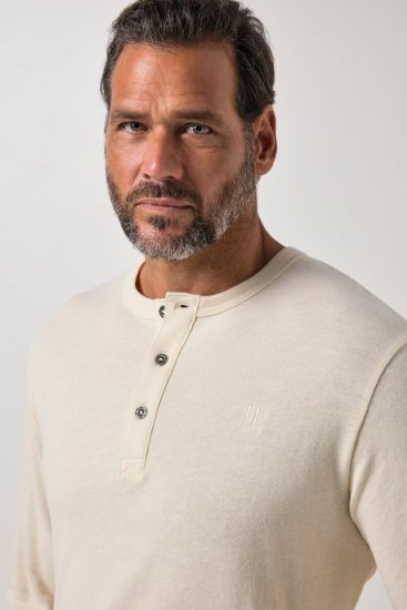 JP1880 851075 Μπλουζάκι henley με μακριά μανίκια Γκρι της άμμου TALL - TALL Πόλο μπλουζάκια - T-Shirt για Ψηλούς Άνδρες