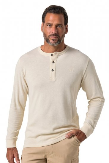 JP1880 851075 Μπλουζάκι henley με μακριά μανίκια Γκρι της άμμου TALL - TALL Πόλο μπλουζάκια - T-Shirt για Ψηλούς Άνδρες