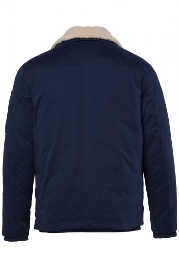 Men+ 369 Μπουφάν bellyfit με γιακά teddy Σκούρο μπλε - Μπουφάν - Aνδρικά μπουφαν μεγάλα μεγέθη