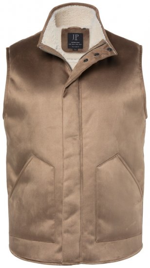 JP1880 851516 Γιλέκο σε όψη σουέντ με επένδυση teddy Μπεζ - Μπουφάν - Aνδρικά μπουφαν μεγάλα μεγέθη