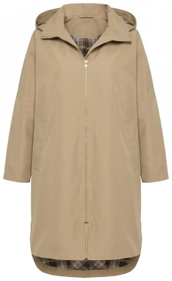 Ulla Popken 851764 Oversized παλτό με αποσπώμενη κουκούλα Άμμου - Παλτό - Γυναικεία Παλτό σε Μεγάλα Μεγέθη