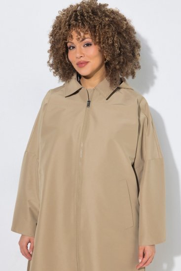 Ulla Popken 851764 Oversized παλτό με αποσπώμενη κουκούλα Άμμου - Παλτό - Γυναικεία Παλτό σε Μεγάλα Μεγέθη