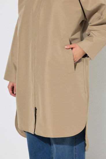 Ulla Popken 851764 Oversized παλτό με αποσπώμενη κουκούλα Άμμου - Παλτό - Γυναικεία Παλτό σε Μεγάλα Μεγέθη