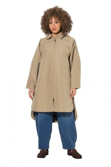 Ulla Popken 851764 Oversized παλτό με αποσπώμενη κουκούλα Άμμου - Παλτό - Γυναικεία Παλτό σε Μεγάλα Μεγέθη