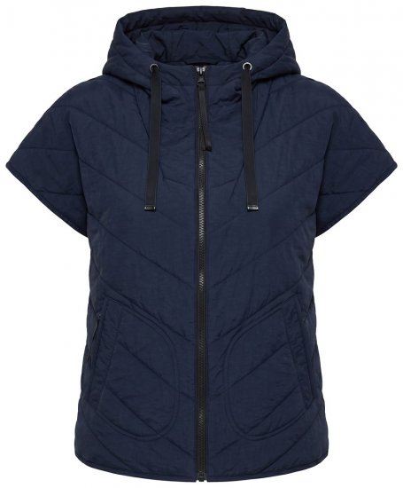 Ulla Popken 851785 Oversize καπιτονέ γιλέκο με κουκούλα Σκούρο μπλε - Αμάνικα μπουφάν - 