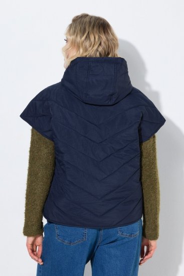 Ulla Popken 851785 Oversize καπιτονέ γιλέκο με κουκούλα Σκούρο μπλε - Αμάνικα μπουφάν - 