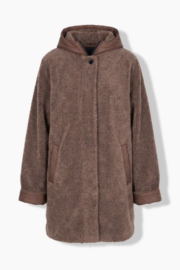 Ulla Popken 851809 Μπουφάν teddy Ανοιχτό καφέ - Μπουφάν - Γυναικεία μπουφάν μεγάλα μεγέθη