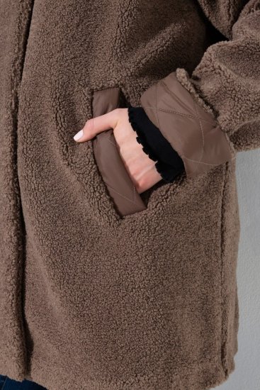 Ulla Popken 851809 Μπουφάν teddy Ανοιχτό καφέ - Μπουφάν - Γυναικεία μπουφάν μεγάλα μεγέθη