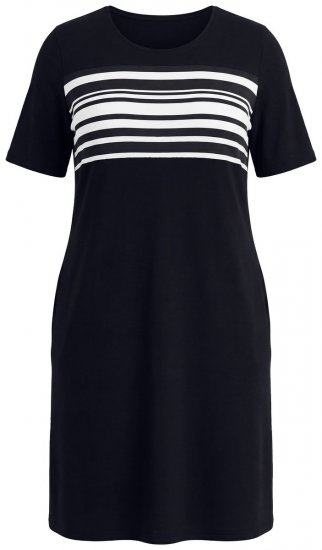 Ulla Popken 852079 Ριγέ φόρεμα t-shirt Μαύρο - Φορέματα - Φορέματα για όλα τα μεγέθη