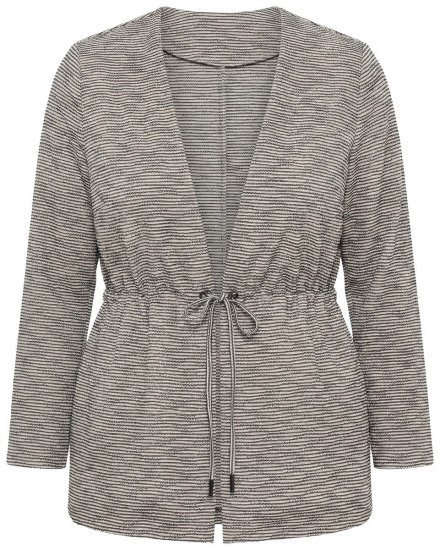 Ulla Popken 852086 Ριγέ ζακέτα με κορδόνι Taupe - Ζακέτες - Ζακέτες σε μεγάλα μεγέθη