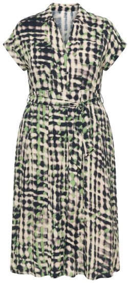 Ulla Popken 852257 Εμπριμέ μάξι φόρεμα Taupe - Μάξι φορέματα - Maxi Φορέματα σε Μεγάλα Μεγέθη