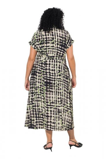 Ulla Popken 852257 Εμπριμέ μάξι φόρεμα Taupe - Μάξι φορέματα - Maxi Φορέματα σε Μεγάλα Μεγέθη