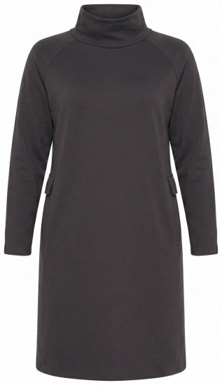 Ulla Popken 852456 Φόρεμα φούτερ με ζιβάγκο Σκούρο καφέ - Φορέματα φούτερ - 