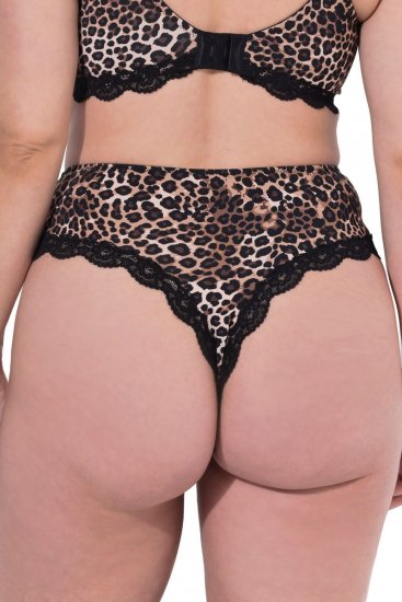 Ulla Popken 853106 Στρινγκ με animal print Μαύρο - Κυλοτάκια - 