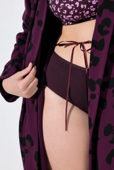 Ulla Popken 853168 Πετσετέ μπουρνούζι με animal print Δαμασκηνί - Ρόμπες & μπουρνούζια - 