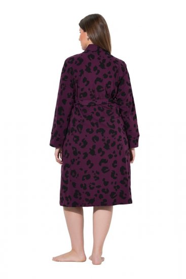 Ulla Popken 853168 Πετσετέ μπουρνούζι με animal print Δαμασκηνί - Ρόμπες & μπουρνούζια - 