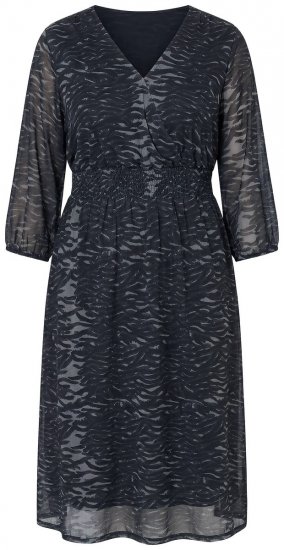 Ulla Popken 853620 Μίντι φόρεμα με animal print και μανίκια 3/4 Μαύρο - Μίντι φορέματα - Γυναικεία Midi Φορέματα σε Μεγάλα Μεγέθη