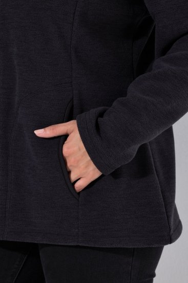 Ulla Popken 853668 Μπουφάν fleece με όρθιο γιακά Μαύρο - Ρούχα φλις - 