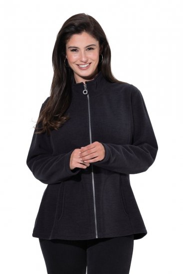 Ulla Popken 853668 Μπουφάν fleece με όρθιο γιακά Μαύρο - Ρούχα φλις - 