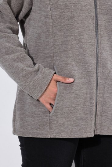 Ulla Popken 853668 Μπουφάν fleece με όρθιο γιακά Γκρι - Ρούχα φλις - 