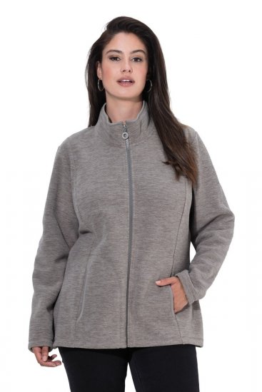 Ulla Popken 853668 Μπουφάν fleece με όρθιο γιακά Γκρι - Ρούχα φλις - 