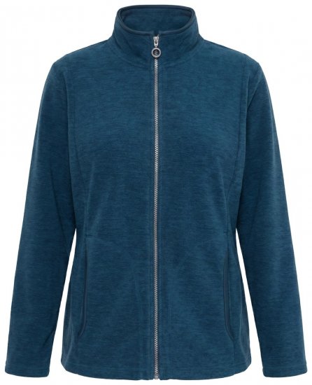Ulla Popken 853668 Μπουφάν fleece με όρθιο γιακά Πετρόλ - Ρούχα φλις - 
