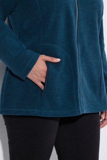 Ulla Popken 853668 Μπουφάν fleece με όρθιο γιακά Πετρόλ - Ρούχα φλις - 