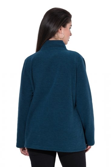 Ulla Popken 853668 Μπουφάν fleece με όρθιο γιακά Πετρόλ - Ρούχα φλις - 