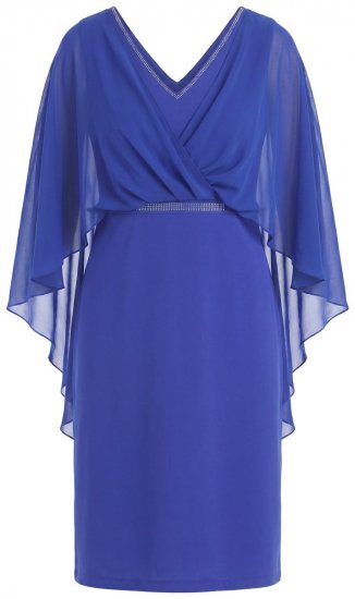 Ulla Popken 853675 Σιφόν φόρεμα με μανίκια 3/4 Μπλε - Βραδινά φορέματα - Βραδινά φορέματα σε μεγάλα μεγέθη