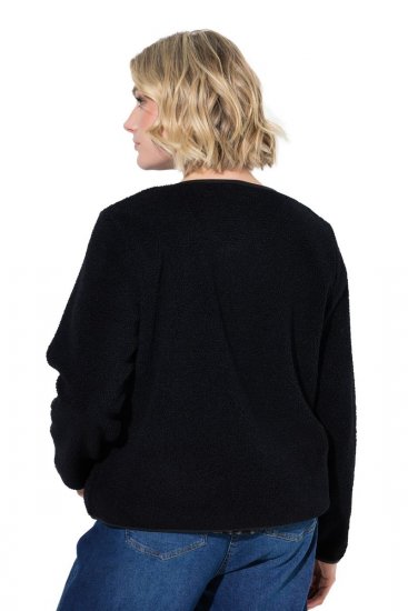 Ulla Popken 853685 Κοντό μπουφάν teddy με τελείωμα όψης δέρματος Μαύρο - Μπουφάν - Γυναικεία μπουφάν μεγάλα μεγέθη