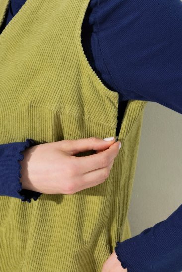 Ulla Popken 853697 Αμάνικο κοτλέ φόρεμα με τσέπες Ανοιχτό πράσινο - Καλοκαιρινά φορέματα - Γυναικεία Καλοκαιρινά Φορέματα Plus Size