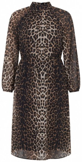 Ulla Popken 853788 Σιφόν φόρεμα με animal print Ανοιχτό καφέ - Μάξι φορέματα - Maxi Φορέματα σε Μεγάλα Μεγέθη