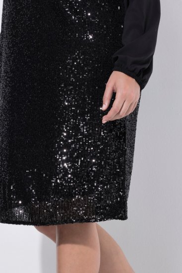 Ulla Popken 853871 Φόρεμα με παγιέτες Μαύρο - Βραδινά φορέματα - Βραδινά φορέματα σε μεγάλα μεγέθη
