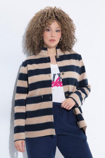 Ulla Popken 854366 Μπουφάν fleece Ανοιχτό καφέ - Μπουφάν - Γυναικεία μπουφάν μεγάλα μεγέθη