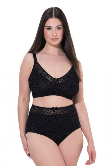 Ulla Popken 854551 Μποξεράκια με animal print Μαύρο - Κυλοτάκια - 