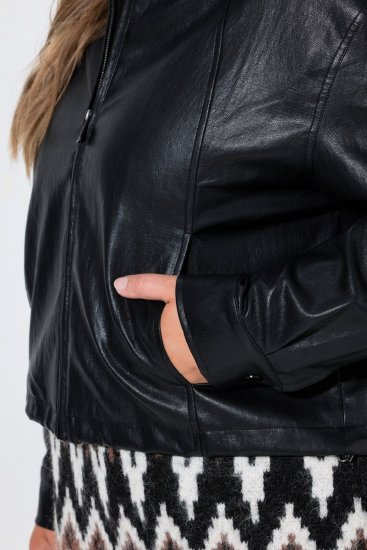Ulla Popken 854795 Μπουφάν biker από συνθετικό δέρμα Μαύρο - Μπουφάν - Γυναικεία μπουφάν μεγάλα μεγέθη