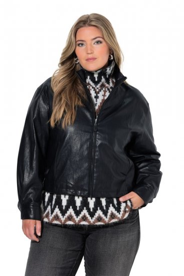 Ulla Popken 854795 Μπουφάν biker από συνθετικό δέρμα Μαύρο - Μπουφάν - Γυναικεία μπουφάν μεγάλα μεγέθη