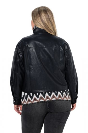 Ulla Popken 854795 Μπουφάν biker από συνθετικό δέρμα Μαύρο - Μπουφάν - Γυναικεία μπουφάν μεγάλα μεγέθη
