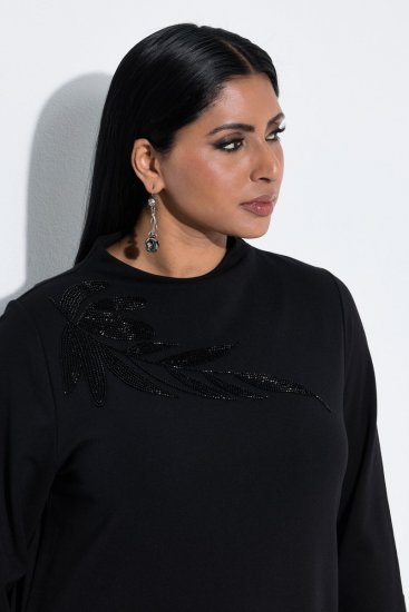Ulla Popken 855373 Εμπριμέ ζέρσεϊ φόρεμα Μαύρο - Φορέματα ζέρσεϊ - 
