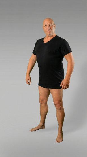 20 Nodi 9001 Short Sleeve V-Neck in Stretch Cotton Black - Μπλουζάκια κάτω από πουκάμισα -
