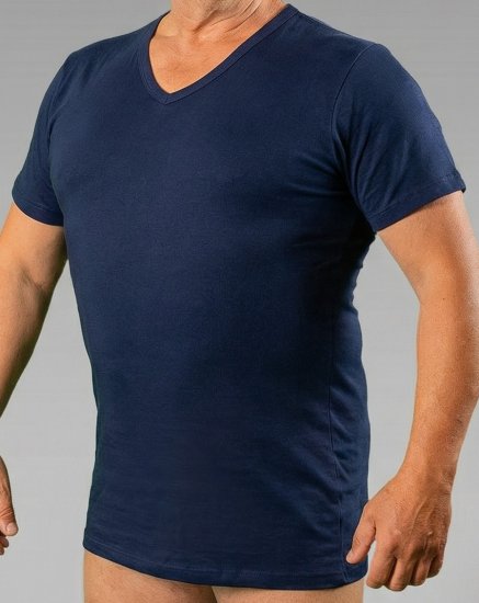 20 Nodi 9001 Short Sleeve V-Neck in Stretch Cotton Navy - Μπλουζάκια κάτω από πουκάμισα -