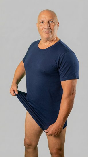 20 Nodi 9002 Short Sleeve Crew Neck in Stretch Cotton Navy - Μπλουζάκια κάτω από πουκάμισα - 
