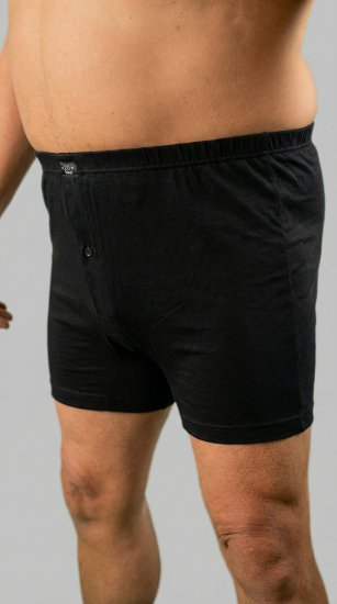20 Nodi 935 Combed Cotton Jersey Boxer with Front Button Fly Black - Μποξεράκια - μποξερακια ανδρικά μεγάλα μεγέθη