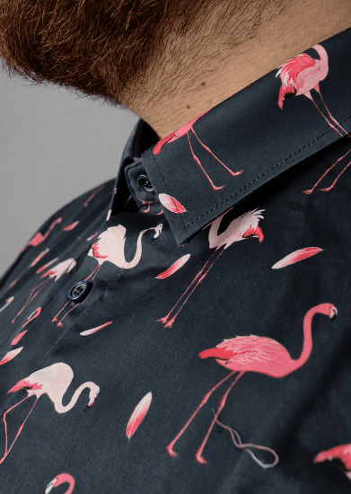 Kam Jeans 6068 Flamingo Short Sleeve Shirt Navy - Πουκάμισα - Aνδρικά πουκαμισα μεγαλα μεγάλα μεγέθη