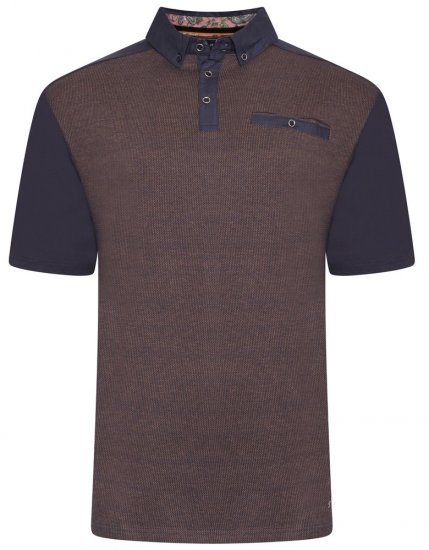 Kam Jeans 5490 Jersey Weave Contrast Polo Navy - Πόλο μπλουζάκια - Aνδρικά μπλουζακια πολο μεγάλα μεγέθη
